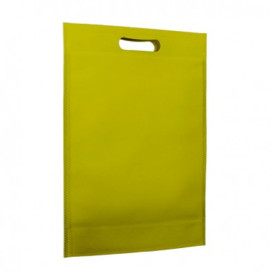 Niet geweven tas met gestanste handgrepen pistache 30+10x40cm (25 stuks)