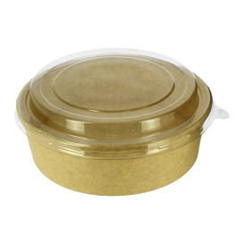 Papieren Container Kraft + RPET Deksel 33Oz/1000ml (100 stuks)