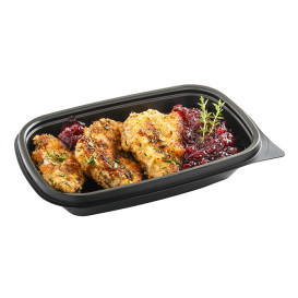 Plastic deli Container PP zwart 375ml 20x13x4cm (300 stuks)