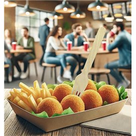 Houten vork Eco 16cm (100 stuks)