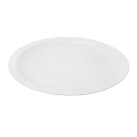 Herbruikbare harde bord Plat wit "Rond vormig" PP Ø18,5cm (600 stuks)